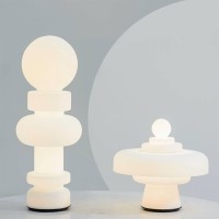 Fontana Arte Regina Dimmable LED Table Lamp In White Glass By