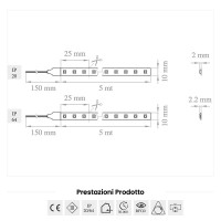 Lampo Strip LED 3528 240led/m 24V 19.2W/mt Reel 5 Meters 80W