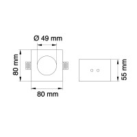 Lampo Spotlight H55 GU10 Recessed in Square Plaster Ceiling For