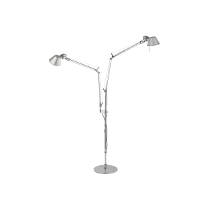 Artemide Tolomeo Floor Double Aluminum Lamp with Two Adjustable