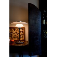 Louis Poulsen PH 4½-3½ Glass Table Chrome Lamp with Diffused
