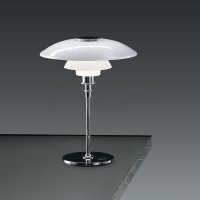 Louis Poulsen PH 4½-3½ Glass Table Chrome Lamp with Diffused
