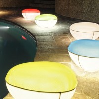 Oluce Pill-Low White Outdoor Floor Cushion Lamp with Diffused