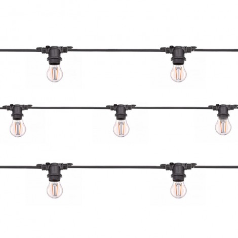 Lampo Balck String Light 11 bulbs LED E27 12.5 meter IP65