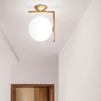 Flos IC C/W2 Outdoor Wall or Ceiling Lamp in Glass for Outdoor