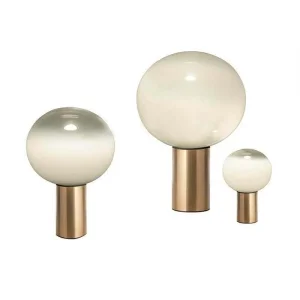 Artemide Laguna Satin Brass Table Lamp Blown Glass By Matteo