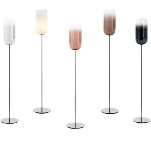 Artemide Gople Floor Lamp LED Dimmable E27 In Glass And Aluminum