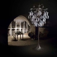 Aldo Bernardi Sauvignon Floor LED Glass Holder Lamp For Indoor