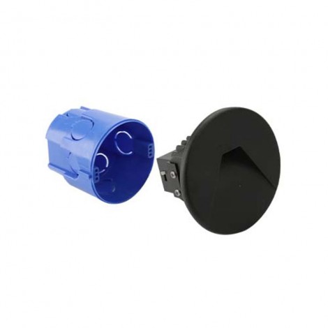 Lampo TRICOLOR LED Steplight 3W with Round Black Flange Open