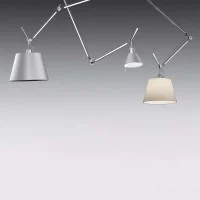 Artemide Tolomeo Off Center Suspension Lamp with Parchment Artemide Tolomeo Off Center Suspension Lamp with Parchment