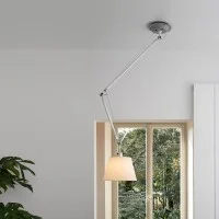 Artemide Tolomeo Off Center Suspension Lamp with Parchment Artemide Tolomeo Off Center Suspension Lamp with Parchment
