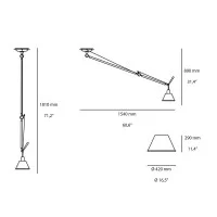 Artemide Tolomeo Off Center Suspension Lamp with Parchment Artemide Tolomeo Off Center Suspension Lamp with Parchment