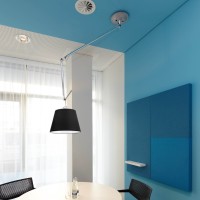 Artemide Tolomeo Off Center Suspension Lamp with Black Diffuser