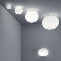 Flos Glo-Ball C2 Wall/Ceiling Lamp Applique in White Glass By