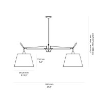 Artemide Tolomeo Basculante Sospensione Due Bracci Diffusori