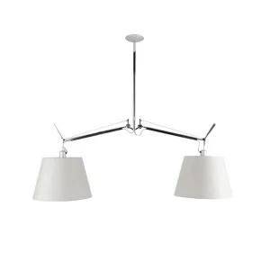 Artemide Tolomeo Basculante Suspension Two Arms Satin Diffusers