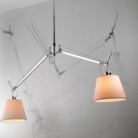 Artemide Tolomeo Basculante Suspension Two Arms Parchment