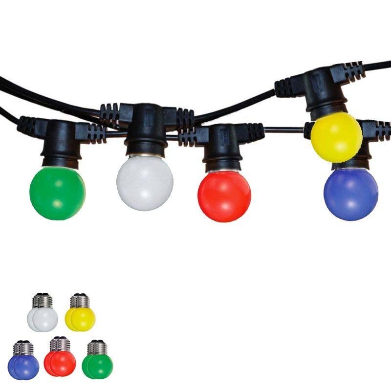 String Lights Black 10 Lampholder E27 11.5 mt Extendable LED