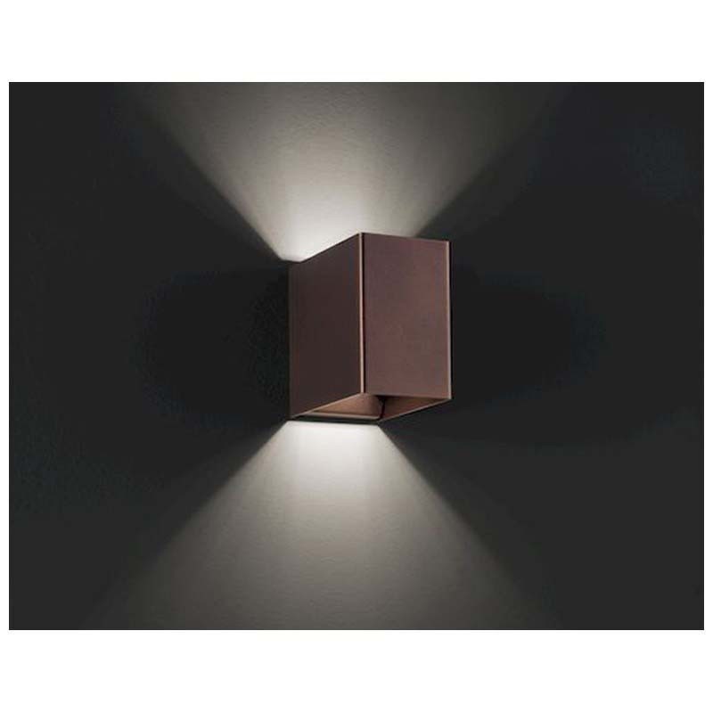 Laser Cube LED 10x6 Applique Lampada a Parete Bi Emissione Bronzo Ramato