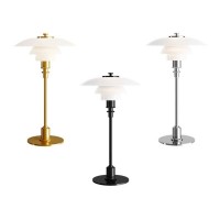 Louis Poulsen PH 2/1 Table Lamp in Blown White Opal Glass By