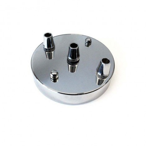 Rosette wall ceiling rose with three output silver Chrome