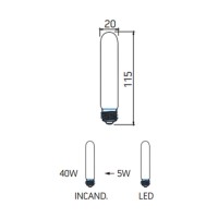 Daylight Lampadina Tubo LED E14 Filamento Lungo T20 E14 5W