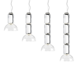 Flos Noctambule Led Suspension Glass Low Cylinder and Bowl by