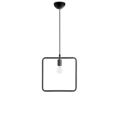 Square black pendant lamp in metal with lamp holder for E27 bulb