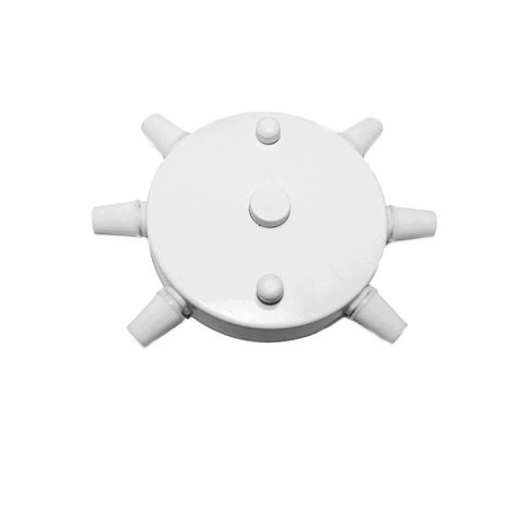 Rosette wall ceiling rose with six lateral outputs in white