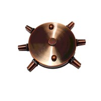 Rosette wall ceiling rose with six lateral outputs in copper