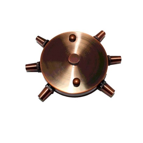 Rosette wall ceiling rose with six lateral outputs in copper