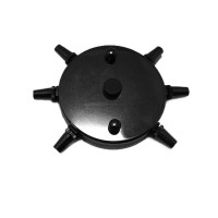 Rosette wall ceiling rose with six lateral outputs in black