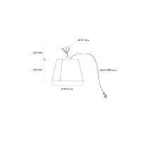 Artemide Tolomeo Paralume Outdoor Hook LED Lamp in Black Fabric