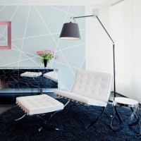 Artemide Tolomeo Mega Floor Dimmable LED Lamp in Black Fabric