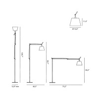 Artemide Tolomeo Mega Floor Dimmable LED Lamp in Black Fabric