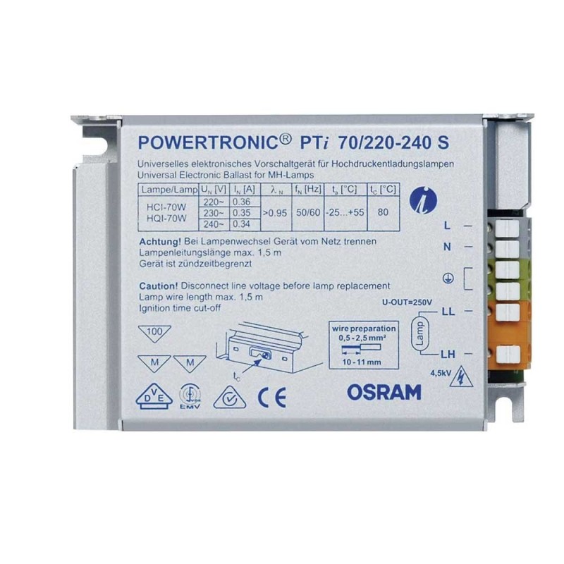 OSRAM Powertronic PTi 2x70 S 220/240 power supply discharge electronic ballast