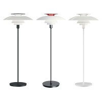 Louis Poulsen PH 80 Glass Floor Lamp Opal White With Red