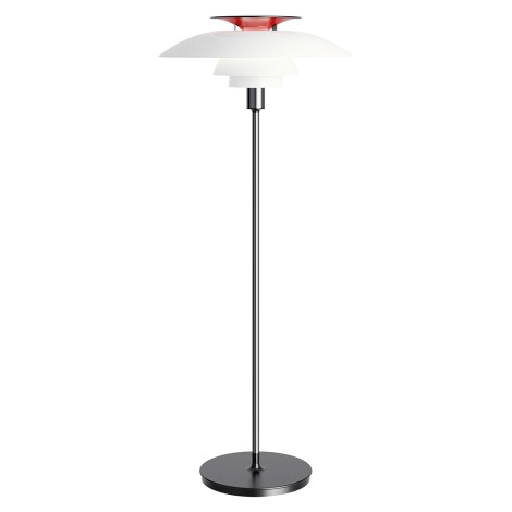 Louis Poulsen PH 80 Glass Floor Lamp Opal White With Red