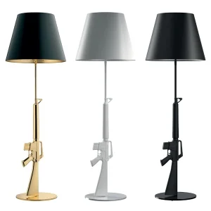 Flos Guns Lounge Gun Floor Lamp Shiny Gold by Philippe Strack 2005 Flos - 1