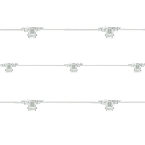 Lampo Catenaria Luminosa Cordoniera Bianco 11 Portalampada E27 12,5 metri IP65 Uso Esterno Prolungabile impermeabile Lampo Light