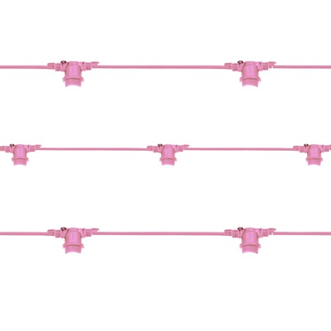 Catena Luminosa Cordoniera 10 Portalampada E27 10 mt Prolungabile per Esterno Interno Rosa