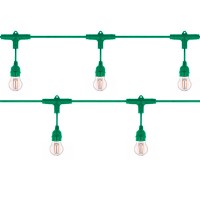Green String Light Bulbs Included 10 Lamp holder E27 12.5 meter IP65 Outdoor Extendable waterproof
