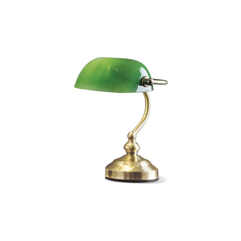 Perenz Small Table Desk Lamp Green and Brass Churchill model