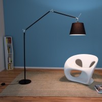 Artemide Tolomeo Mega Floor Dimmable LED Lamp in Black Fabric