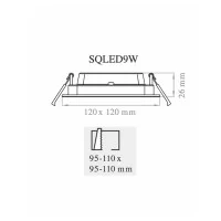 Lampo Pannello quadrato Slim LED Da Incasso 9W 120x120mm 230V IP54 Lampo Pannello quadrato Slim LED Da Incasso 9W 120x120mm 230V IP54