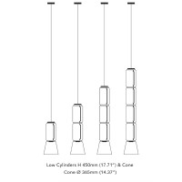 Flos Noctambule Led Suspension Glass Low Cylinder and Cone by