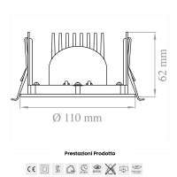 Lampo Recessed 9W LED Downlight DIKOR adjustable horizontally and vertically