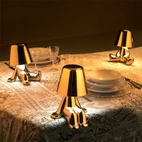 Qeeboo Golden Brothers Lampada LED Ricaricabile da Tavolo