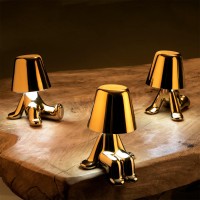 Qeeboo Golden Brothers Lampada LED Ricaricabile da Tavolo