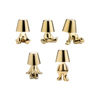Qeeboo Golden Brothers Lampada LED Ricaricabile da Tavolo
